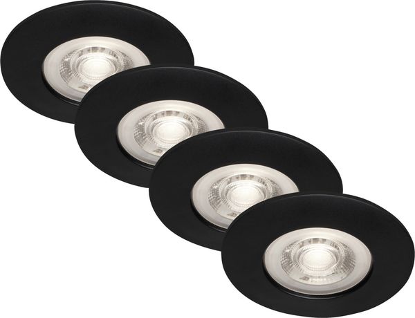 Briloner LED-Einbauleuchten Kulana 4er Set Mini 4,9W 480lm schwarz-matt