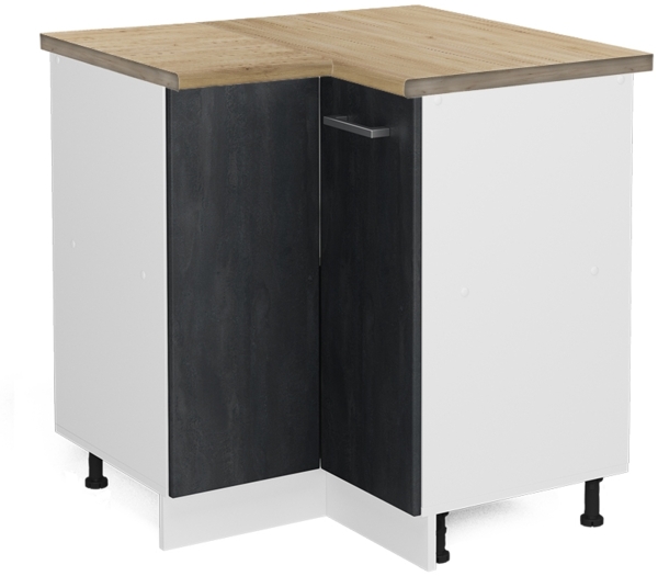 Eckunterschrank R-Line Schwarz Beton 75.6 cm AP Eiche Vicco