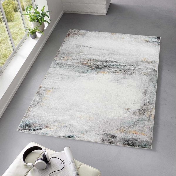 TaraCarpet Teppich Moderner Designerteppich TC-Fashion 6112 Achat, rechteckig, Höhe: 12 mm, Kurzflor Marmor grau blau Wohnzimmer Schlafzimmer Kinderzimmer 120x160