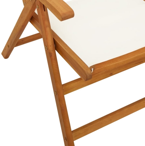 vidaXL Gartenstuhl Verstellbar 8 Stk. Cremeweiß Stoff und Massivholz 3214540 Bild 7