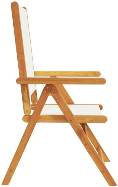 vidaXL Gartenstuhl Verstellbar 8 Stk. Cremeweiß Stoff und Massivholz 3214540 Bild 4