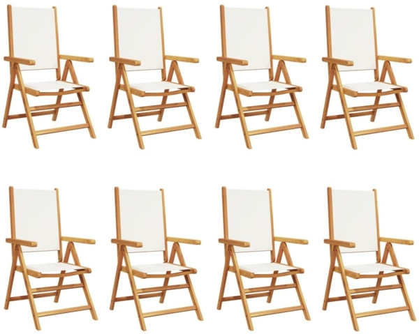 vidaXL Gartenstuhl Verstellbar 8 Stk. Cremeweiß Stoff und Massivholz 3214540 Bild 1