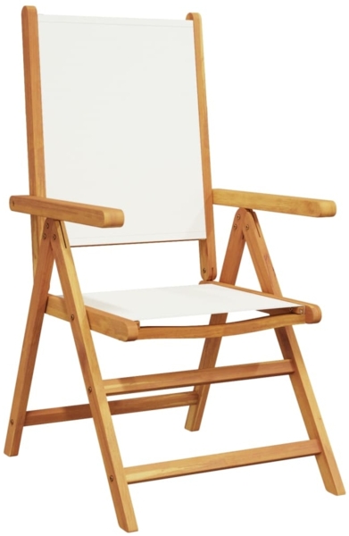 vidaXL Gartenstuhl Verstellbar 8 Stk. Cremeweiß Stoff und Massivholz 3214540 Bild 2