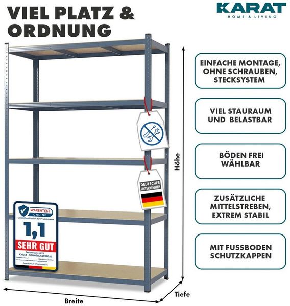 Karat Schwerlastregal Steckregal, Weitspannregal für Garage, Keller