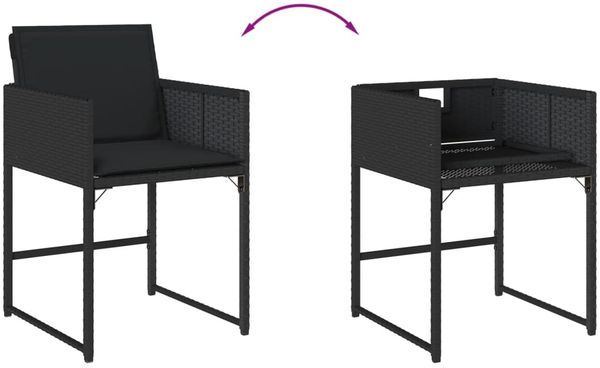 vidaXL 13-tlg. Garten-Essgruppe mit Kissen Schwarz Poly Rattan 3278166 Bild 7