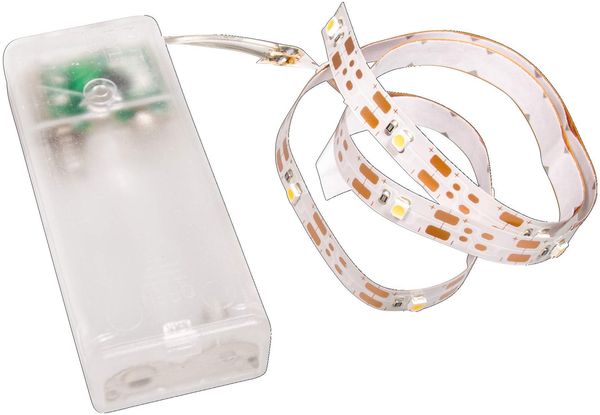 Rayher LED Lichterstreifen, warmes Lichtgelb, 55 cm, 16 LED-Lichter 8 mm, LED-Strip, Batteriebetrieb, nur für den Innenbereich, Lichtleiste, 69232159, Natur