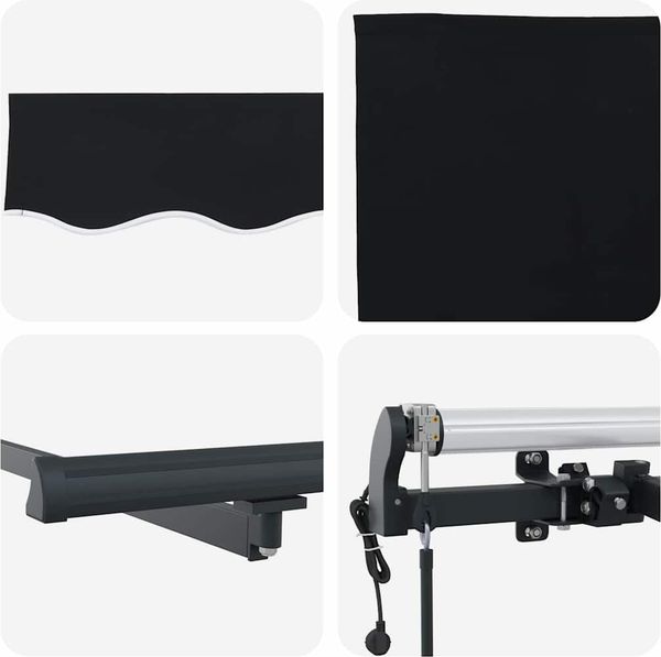 vidaXL Ausziehbare Markise Schwarz 400 x 300 cm Stoff und Aluminium 3330597 Bild 8