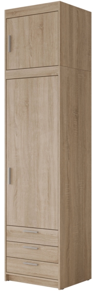 Kleiderschrank Elena 1D3S + Schrankaufsatz (Farbe: Sonoma Eiche)