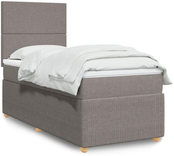 vidaXL Boxspringbett mit Matratze Taupe 90x190 cm Stoff 3294208