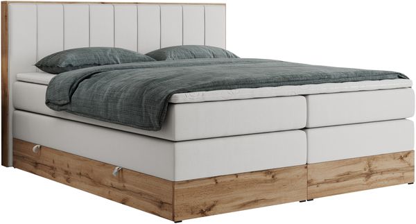 Boxspringbett BELLISSIMO KING, Doppelbett mit Multipocket-Matratze, Polsterbett mit Kopfstütze - 200 x 200 cm - Weiß Kunstleder - H3 Bild 4