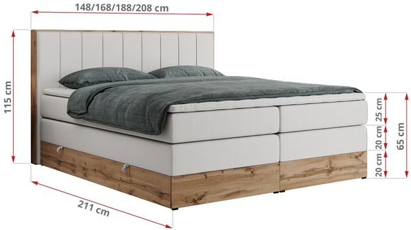 Boxspringbett BELLISSIMO KING, Doppelbett mit Multipocket-Matratze, Polsterbett mit Kopfstütze - 200 x 200 cm - Weiß Kunstleder - H3 Bild 5