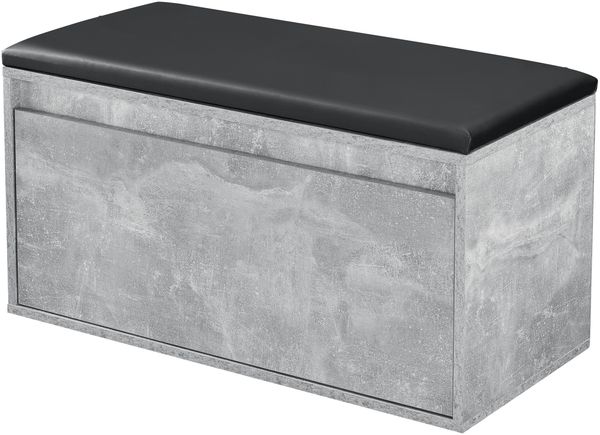 Sitzbank Degerfors 80x39x45 cm Betonoptik/Schwarz [en. casa]