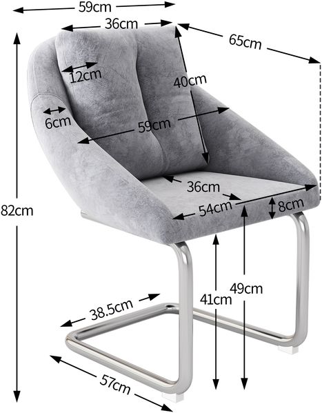 Dreh- Esszimmerstuhl 2er-Set H 82 x T 59 x B 65 cm, Samtbezug in Grau, Metallgestell Bild 3