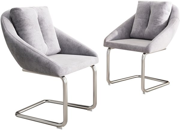 Dreh- Esszimmerstuhl 2er-Set H 82 x T 59 x B 65 cm, Samtbezug in Grau, Metallgestell Bild 6