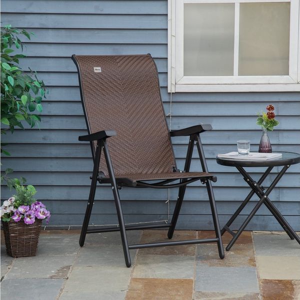 MC Star Gartenstuhl Polyrattan Klappstuhl mit Armlehne 7-stufig verstellbare Rückenlehne (für Garten Balkon Terrasse 58 x 71 x 111 cm)