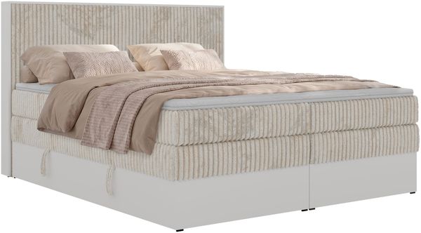 Boxspringbett mit Stauraum TRAVIT KING, Bett mit Gasdruckfedern, Multipocket Matratze H3 und Topper Visco, zwei Bettkästen - 180 x 200 cm - Beige Cord Bild 7