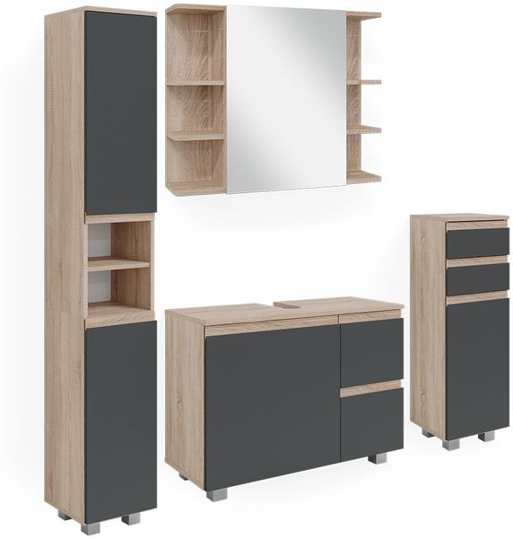 Badmöbel-Set J-Shape Sonoma 4 Teile Vicco