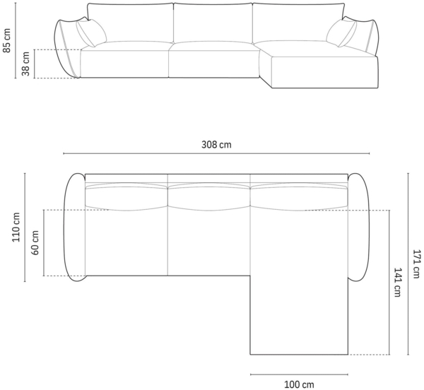 Micadoni Ecksofa Kaelle 4-Sitzer Rechts Chenille Over The Horizon Grün Bild 5