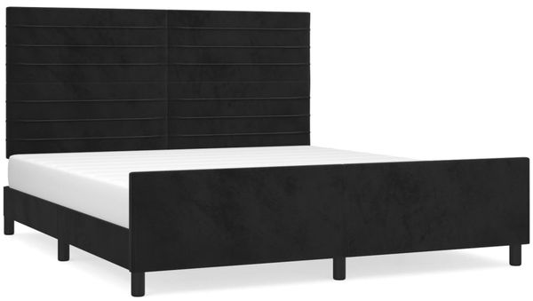 Doppelbett, Bettgestell Modernen mit Kopfteil Schwarz 180x200 cm Samt d1144e