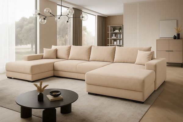 A&J MöbelLand GmbH Ecksofa VIENA mit Schlaffunktion, Bonellfederkern und Bettkasten, Viele Varianten zur Auswahl – wählen Sie Farbe!, TOP ANGEBOT!