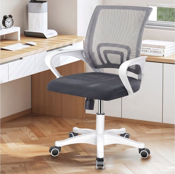 oyajia Bürostuhl Höhenverstellbar Bürostuhl, Verchromten Fußkreuz, 360° drehbar stuhl, Ergonomischer Gepolsterte Chair, Atmungsaktiv, Wippfunktion 90°-105°
