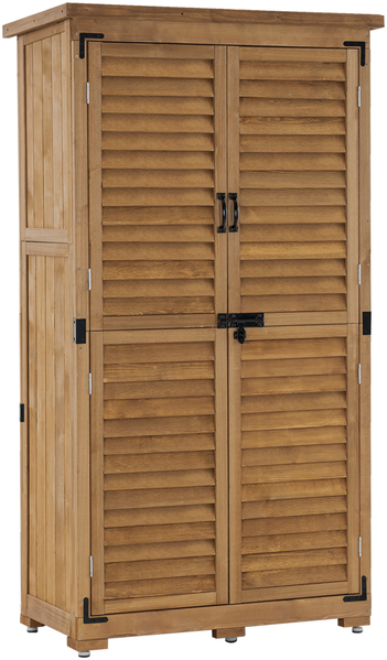 MCombo Gartenschrank Geräteschuppen Werkzeugschrank, Outdoor-Schrank Gartenbox, aus Holz, Natur, 47 X 87 X 160 cm