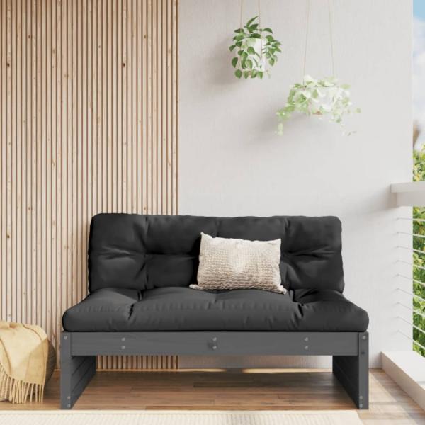 vidaXL Garten-Mittelsofa Grau 120x80 cm Massivholz Kiefer 825746