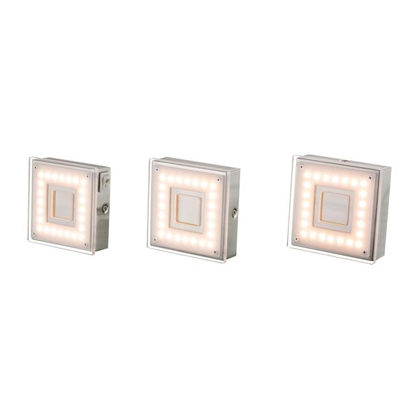 3er Set LED Aufbaustrahler, nickel-matt, quadratisch, L 9 cm