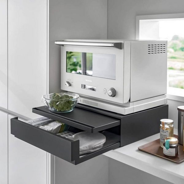 Yamazaki Küchenregal Tower Ausziehtablett und Schublade für die Arbeitsplatte Metall, platzsparend, für mehr Stauraum in der kleinen Küche