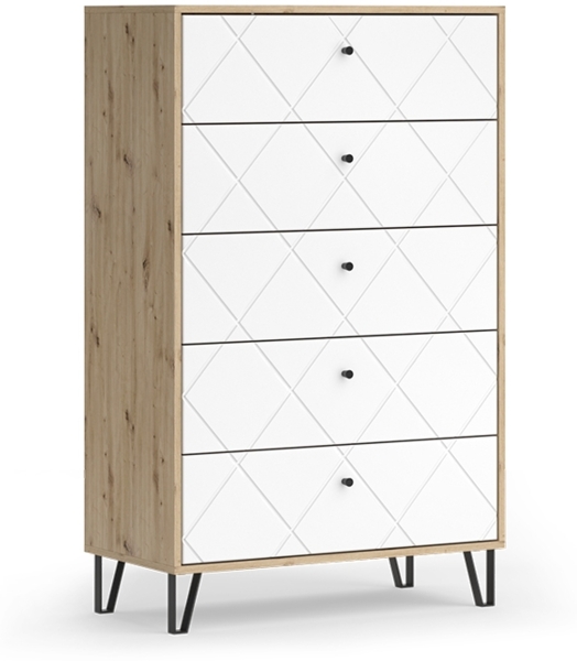 Kommode Nizza Artisan-Eiche 80.2 x 127.4 cm mit 5 Schubladen Vicco