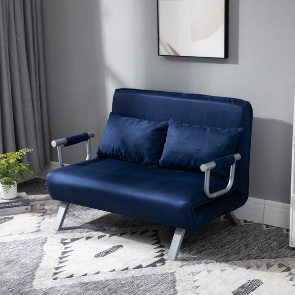 Schlafsofa mit Schlaffunktion & verstellbarer Rückenlehne, 111 x 80 x 78 cm, Blau
