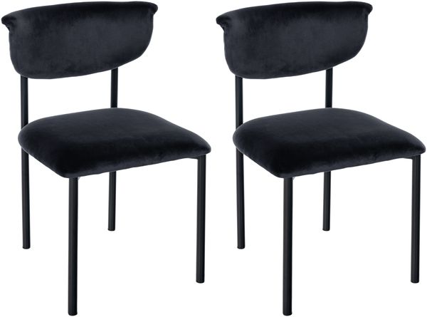 CLP 2er Set Esszimmerstuhl Gambell Samt, Küchenstuhl bis 130 kg belastbar,,schwarz