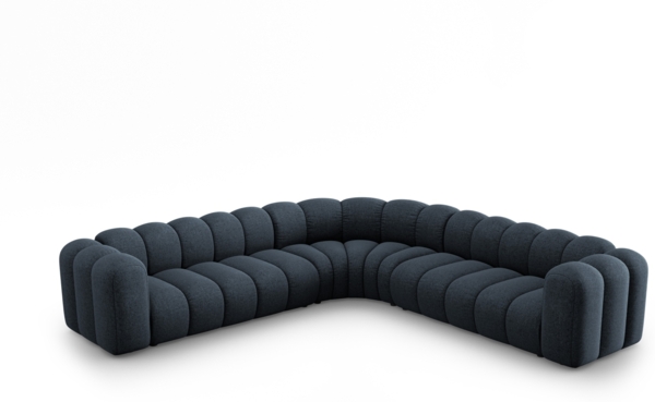 Micadoni symmetrisches Ecksofa Lupine 5-Sitzer Chenille Haga Königsblau