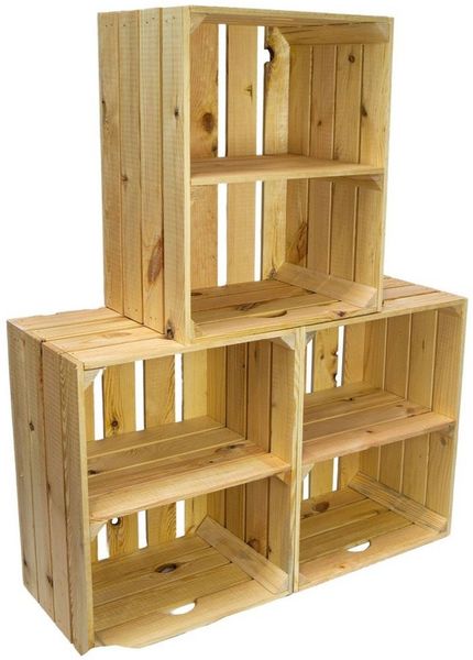 Kistenkolli Altes Land Allzweckkiste 3er set Holzkiste Johanna Natur Quer Weinregal Kistenregal Holzkiste (Spar-Set, 1er Set)