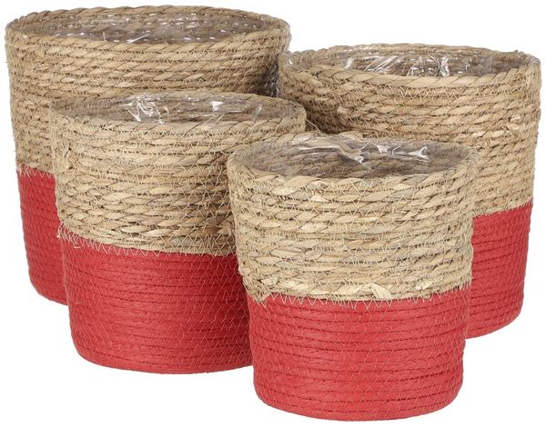 Mica Übertopf Korb Rachel Ø 25 x 25 cm Seegras rot