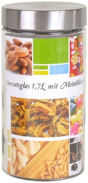 Vorratsglas 1,7 Liter mit Metalldeckel Frischhaltedose Vorratsdose Glasbehälter
