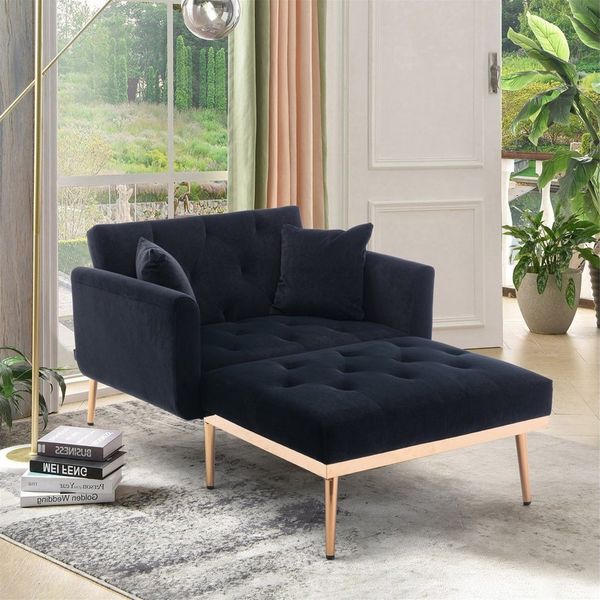 BlingBin Relaxsessel Schlafsessel verstellbare Rückenlehne Sofa Liegestuhl Klappsofa Stuhl (Sessel 165x90x77cm, 1-St, bestehend aus Sessel und Hocker), Mit zwei Kopfkissen, für Wohnzimmer Schlafzimmer Studie Zimmer Sessel