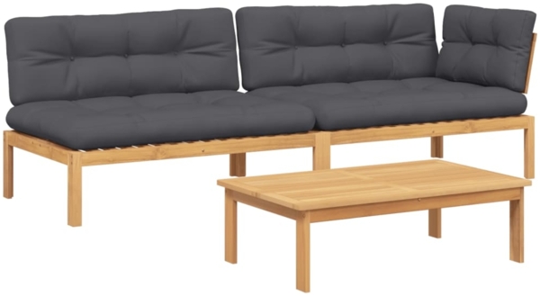 vidaXL 3-tlg. Garten-Sofagarnitur aus Paletten mit Kissen Akazienholz 3209319