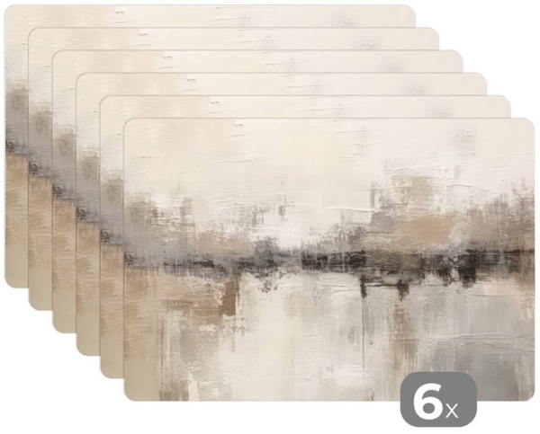 MuchoWow Platzset Moderne Kunst - Abstrakt - Beige, (6-St), Platzsets, Tischset, Abwaschbar, Tischsets, Platzdeckchen Bild 5