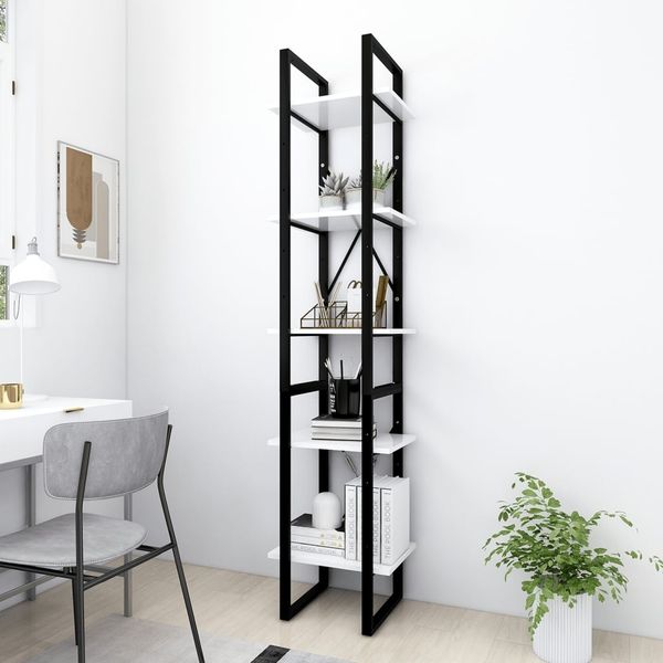 vidaXL Bücherregal 5 Fächer Weiß 40x30x175 cm Holzwerkstoff 3081968
