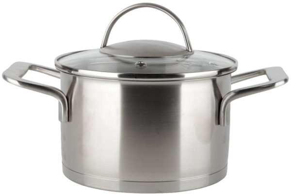 EUROHOME Kochtopf Bratentopf mit Glasdeckel passgenau und induktionsgeeignet, Edelstahl (1-tlg, Kochtopf Edelstahl Ø24 cm), Topf alle Herdarten, Universaltop mit Messskala
