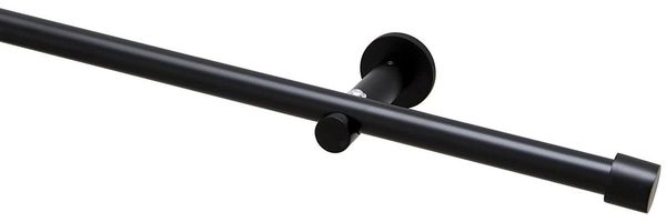 Garduna Gardinenstange Cap modern / Ø 16mm / Edelstahl-Optik / Messing-Antik / Schwarz, 1-läufig, gebohrt, Metall