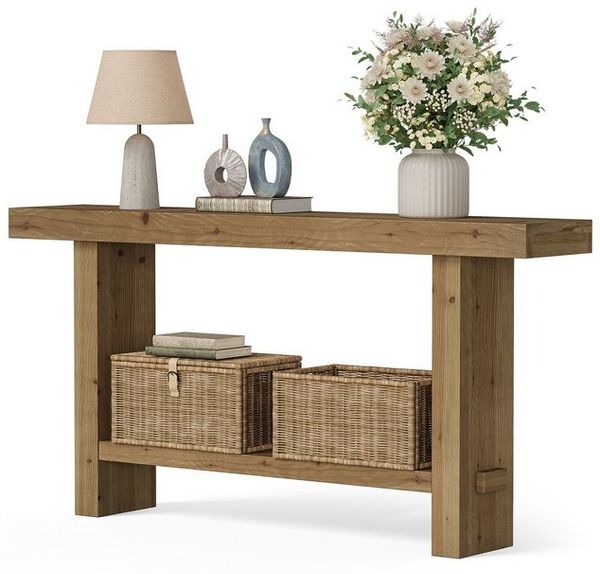 Tribesigns Konsolentisch Schmaler Massivholz Konsolentisch, 2 Stufiger Extra Langer Flurtisch Bild 4
