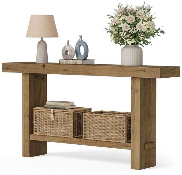 Tribesigns Konsolentisch Schmaler Massivholz Konsolentisch, 2 Stufiger Extra Langer Flurtisch Bild 5