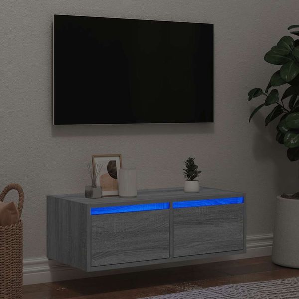 vidaXL TV-Schrank mit LED-Leuchten Grau Sonoma 75x35,5x25 cm 860234
