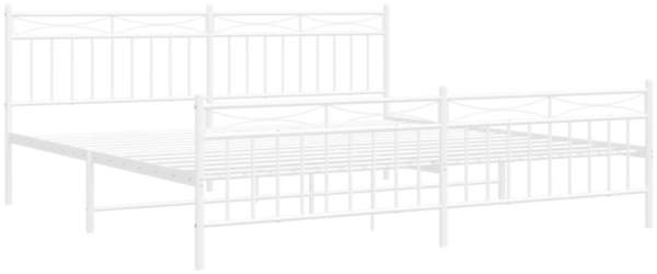 vidaXL Bettgestell mit Kopf- und Fußteil, Metall, Weiß, 193x203 cm Bild 3