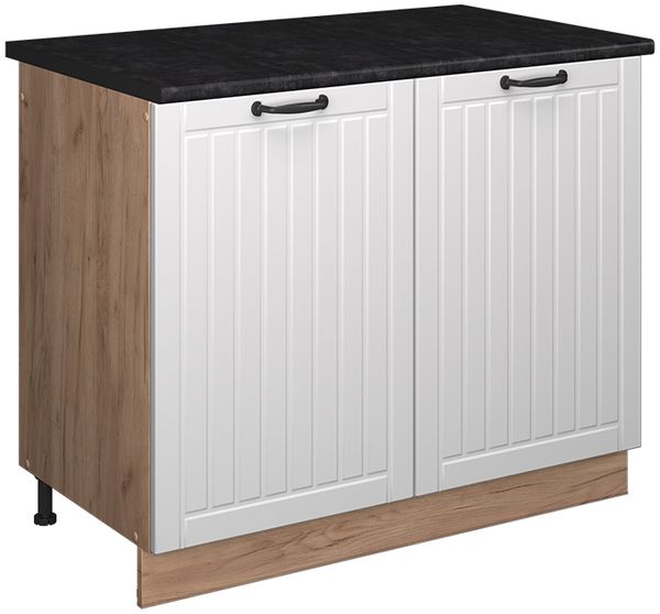 Spülenunterschrank Fame-Line Weiß Landhaus/Goldkraft Eiche 100 cm, AP Anthrazit Vicco