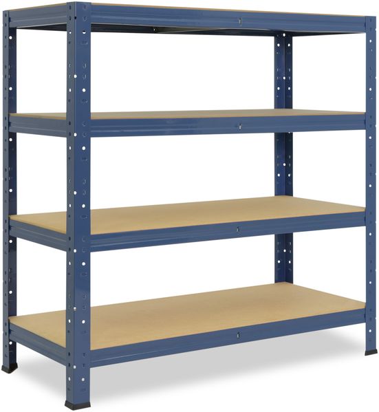 shelfplaza HOME 100x23x60 cm Schwerlastregal in blau mit 4 Böden und 175 kg Traglast pro Boden