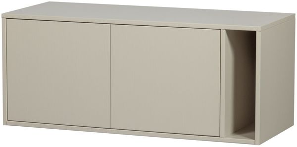TV Board Settle Down aus Kiefernholz, modern, matt lackiert, hellgrau, 108 cm, Push-to-Open-System