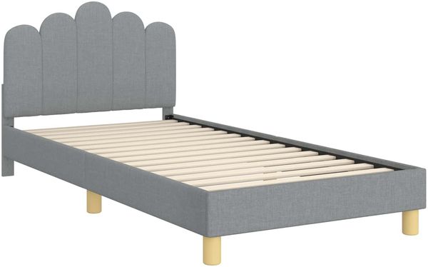 vidaXL Kinderbettgestell mit Kopfteil Hellgrau 90 x 190 cm Stoff 42011054 Bild 4
